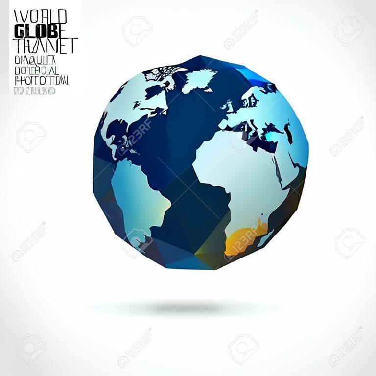 세계 세계, 지구 차원 삼각형지도. 정보 그래픽의 현대적인 요소. 세계지도