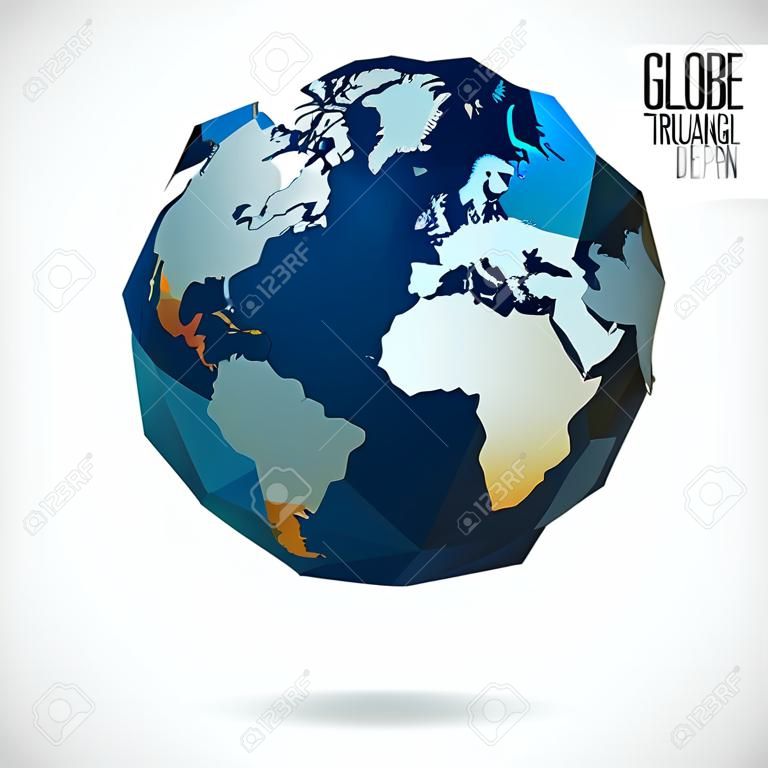 Weltkugel, 3d dreieckige Karte der Erde. Moderne Elemente von Infografiken. Weltkarte