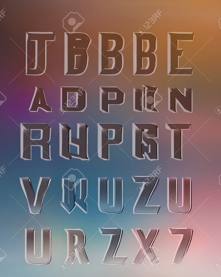 Alphabet transparente à trois dimensions mis sur fond flou.