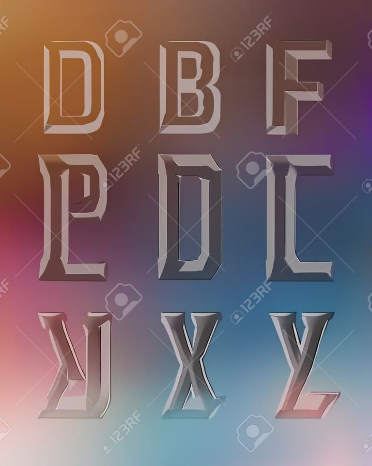 Transparente dreidimensionale Alphabet auf blur Hintergrund.