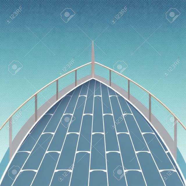 Ponte di poppa di una barca e un mare. illustrazione di vettore