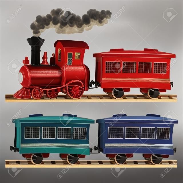 Trains de couleur, wagons et rails