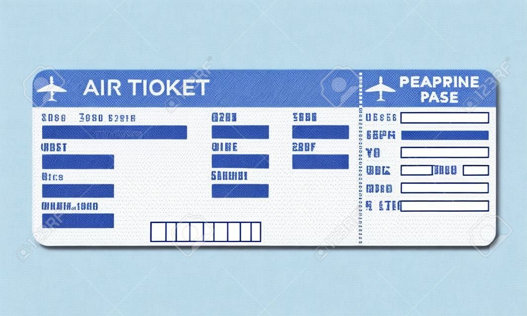 Modelo de bilhete de cartão de embarque de companhia aérea.