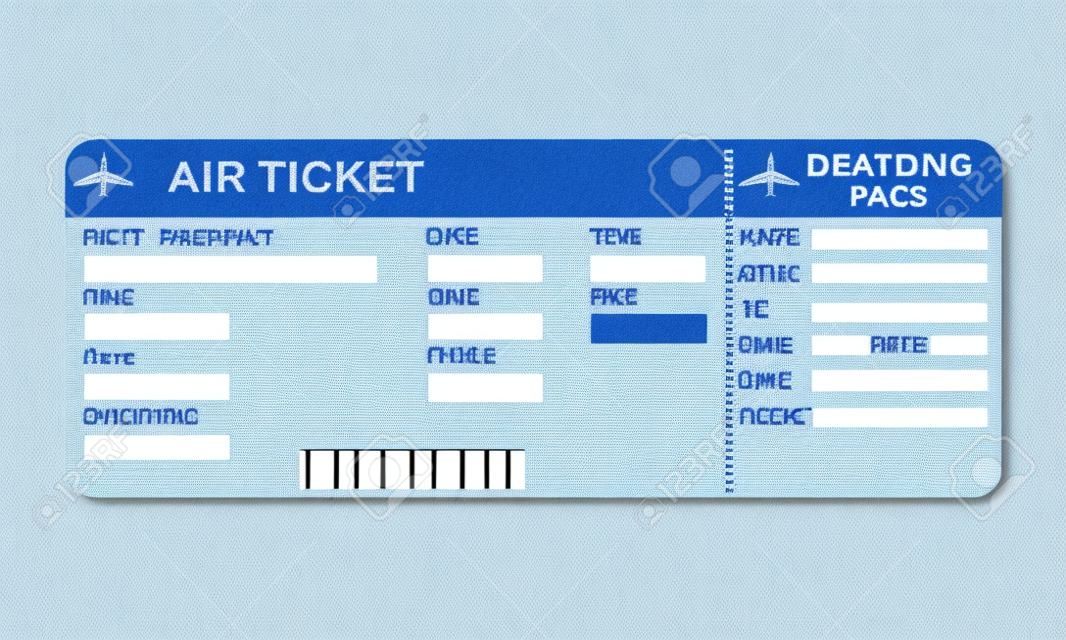 Modelo de bilhete de cartão de embarque de companhia aérea.