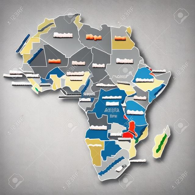 Mappa vettoriale vuota modificabile dell'Africa. Programma di vettore dell'Africa isolato su priorità bassa. Alto dettagliato. Mappa dei paesi separati dell'Africa.