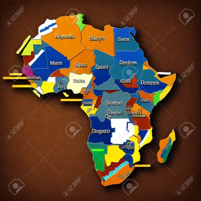 Mapa vetorial em branco editável da África. Mapa vetorial da África isolado no fundo. Altamente detalhado. Mapa de países separados da África.