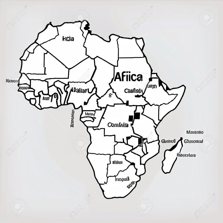 Carte vectorielle vierge modifiable de l'Afrique. Carte vectorielle de l'Afrique isolée sur fond. Haut détaillé. Carte des pays séparés de l'Afrique.