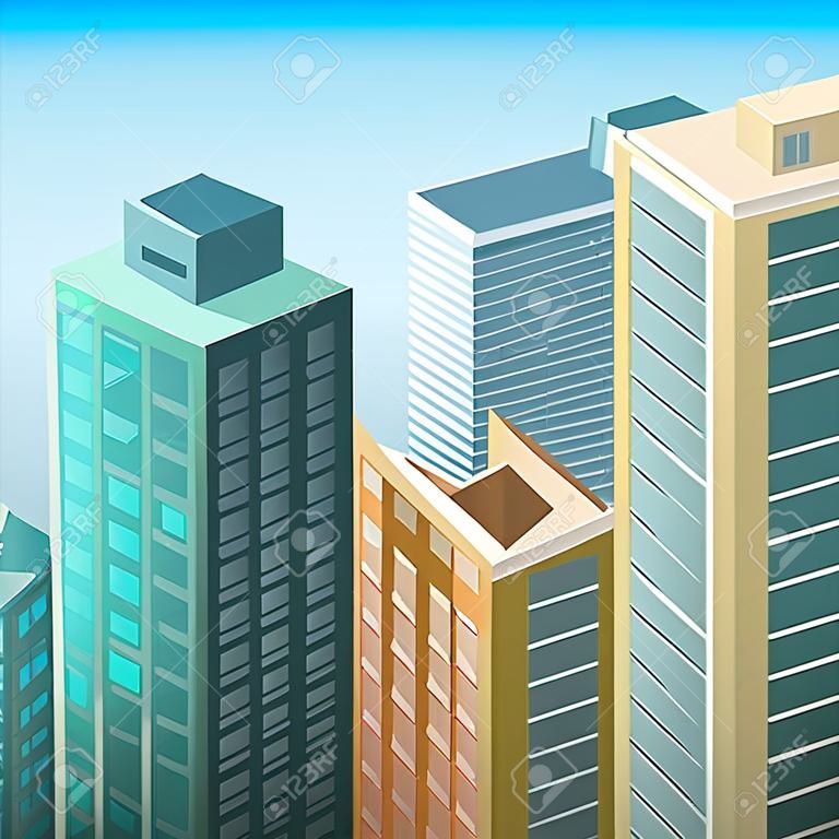 City landscape. Megapolis. three-dimensional view of the city. vector graphic.