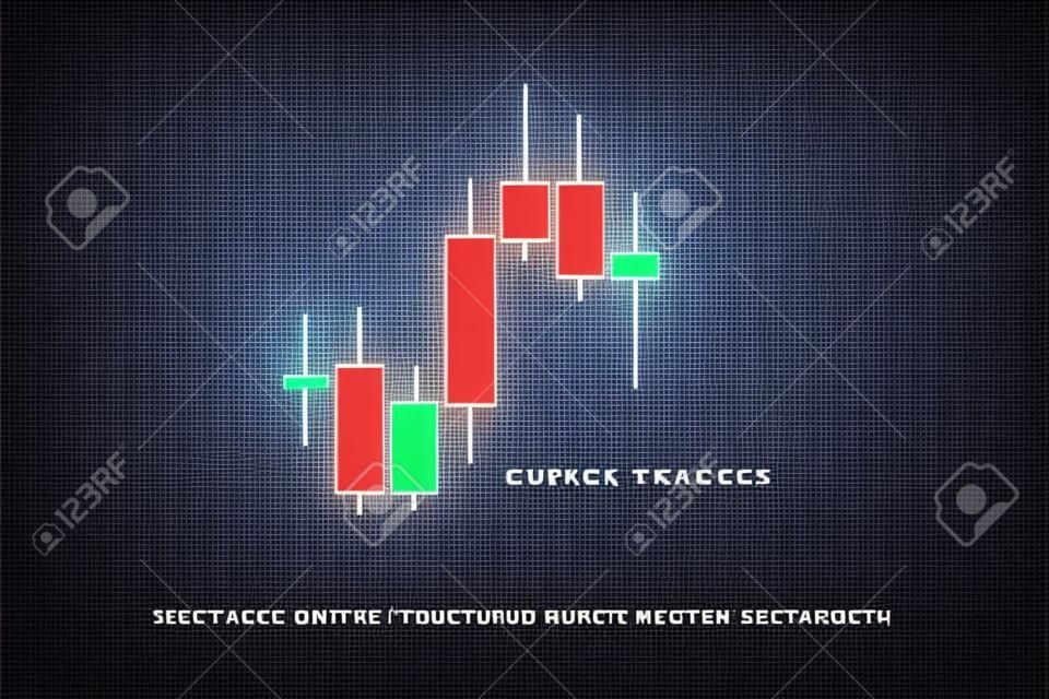 stock chart logotype with japanese candles pattern. vector currencies trading diagram. exchange market graph. forex success concept logo. bullish and bearish price trend