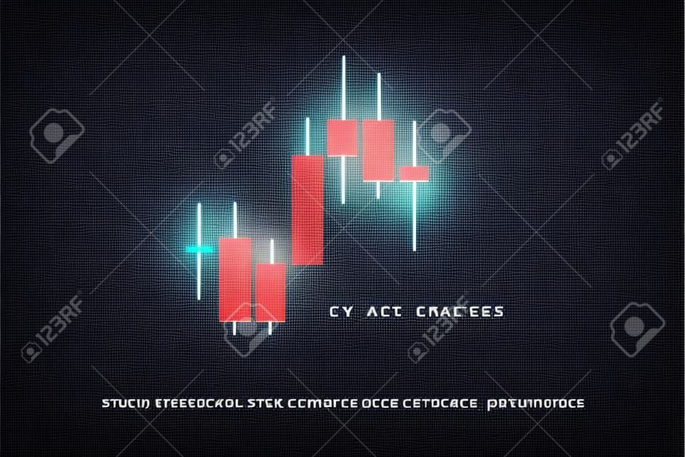 股票圖表標識與日本蠟燭圖案。矢量貨幣交易圖。交易市場圖。外匯成功概念標誌。看漲和看跌價格趨勢