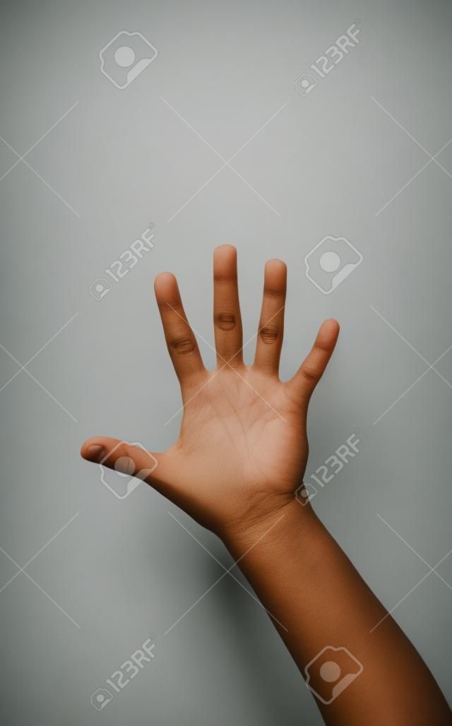 Aislado mano femenina de cinco dedos