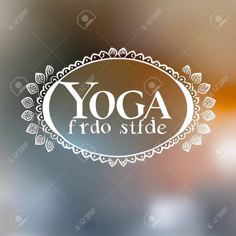 Logo for yoga studio.Yoga meditation logo. Vector yoga illustration. Yoga sticker. Fitness center. Poster for yoga class
