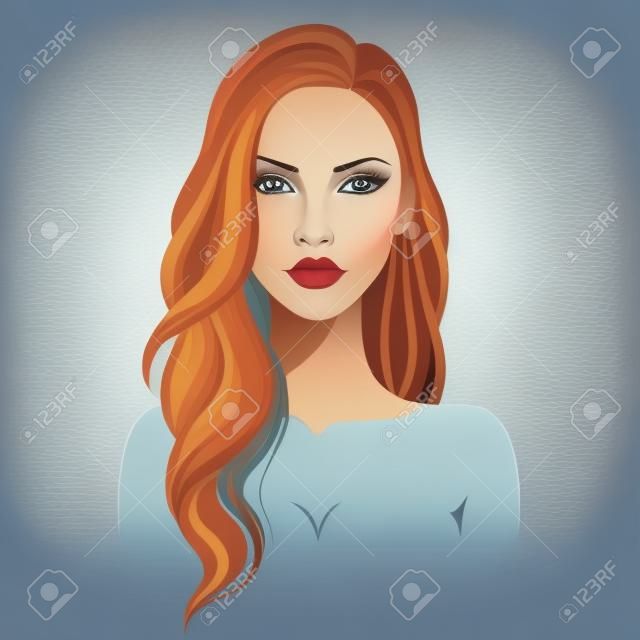 Ilustracja wektorowa pięknej młodej kobiety z długimi włosami