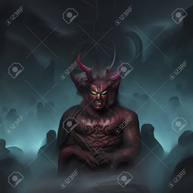 Ritratto del diavolo, illustrazione, disegno, illustrazione 3d, rendering 3d