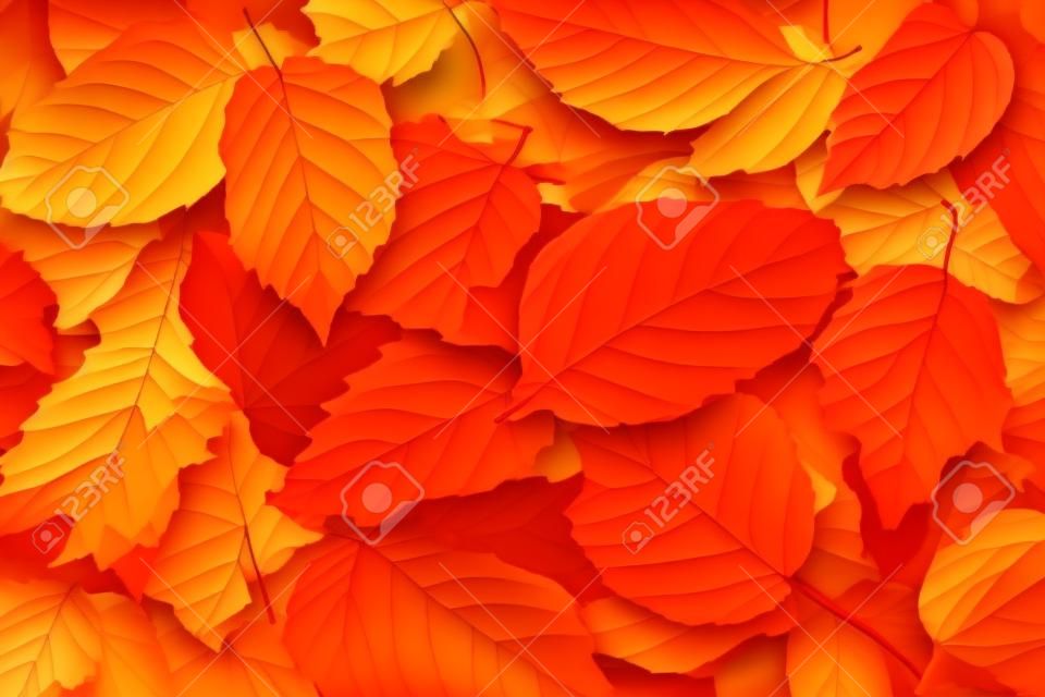 Tło jesiennych liści w ciepłych odcieniach pomarańczy i czerwieni. generatywna ai