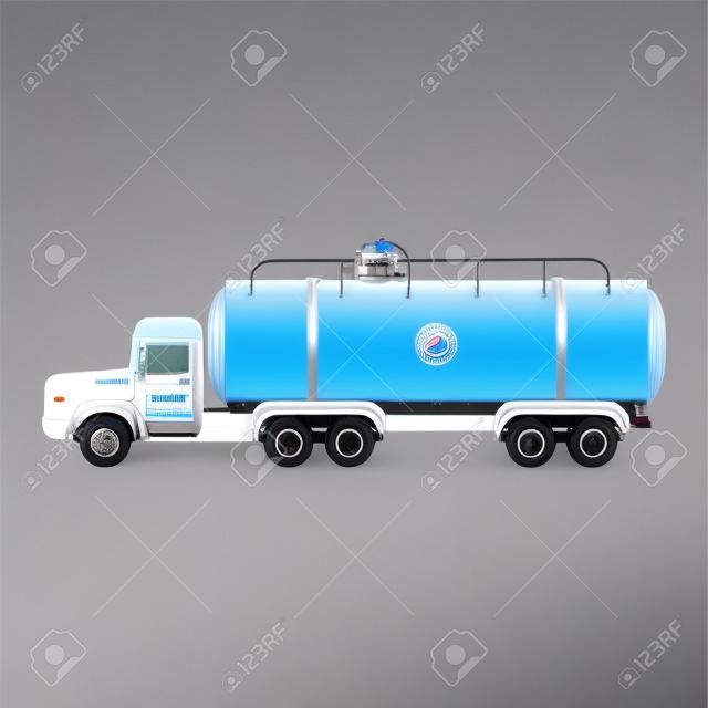 Edytowalna ciężarówka wodna z widokiem z boku na element graficzny dnia wody lub projekt związany ze środowiskiem i transportem