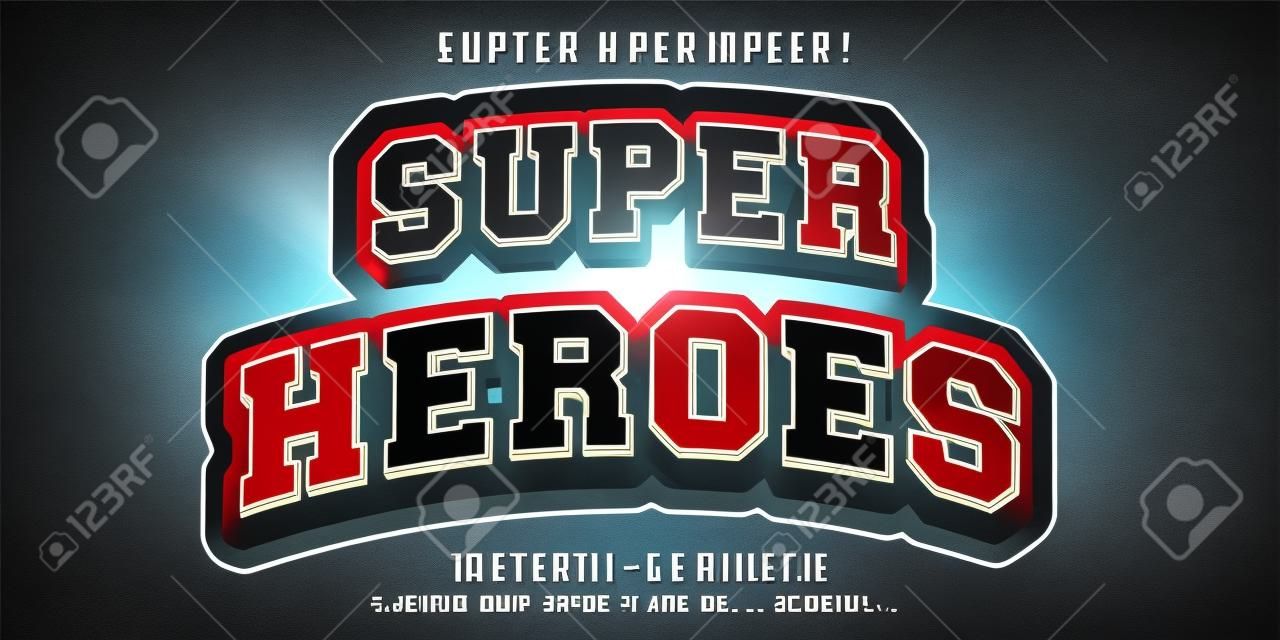 Super heroes text, cartoon style editable text effect