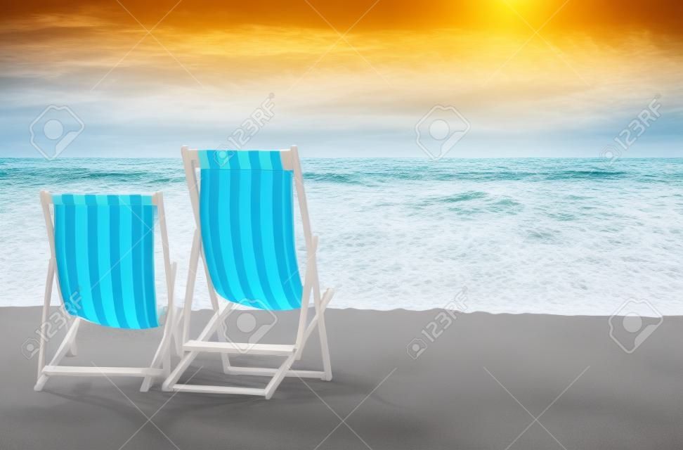 beach chairs at the ocean