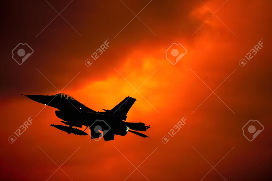 F-16 on orange sky