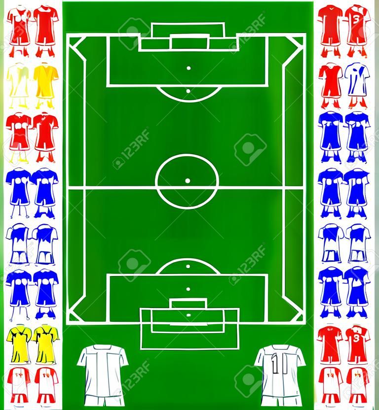 A football, soccer pitch tactical with two teams of footballers. All elements are fully resizable to any dimension without loss of quality 