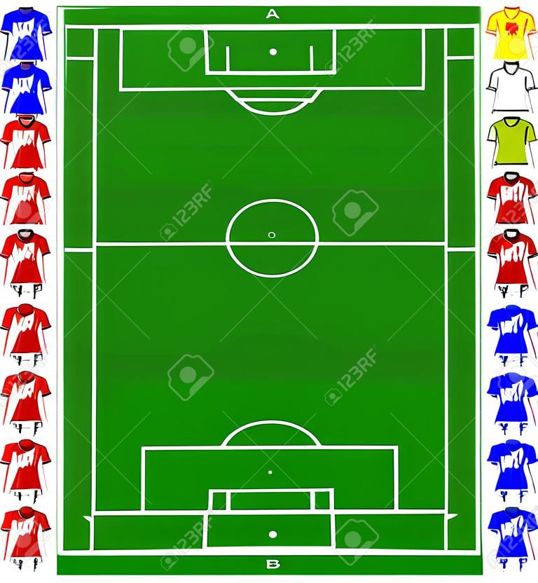 A football, soccer pitch tactical with two teams of footballers. All elements are fully resizable to any dimension without loss of quality 