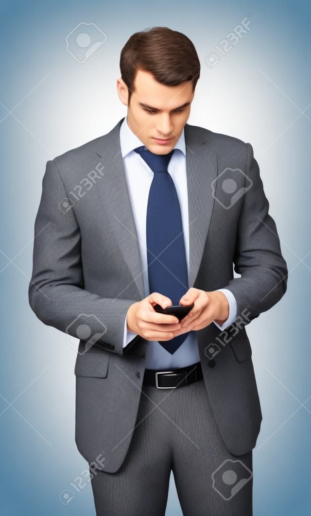 business man holding a mobile phone. 