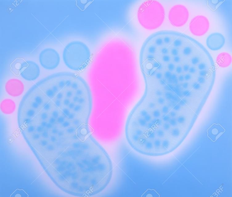 Baby voetafdruk roze en blauw