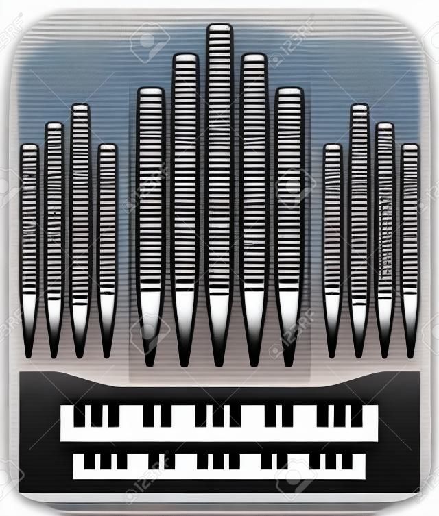 Klawiatura z ikonami instrumentów muzycznych organów piszczałkowych