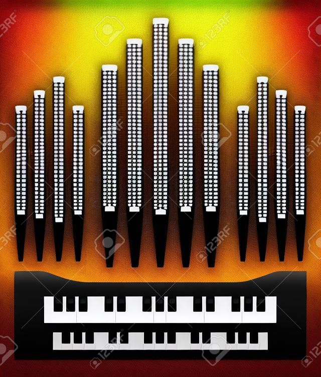 Klawiatura z ikonami instrumentów muzycznych organów piszczałkowych