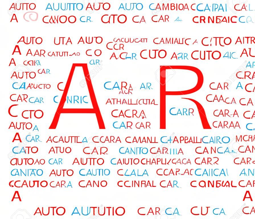 Car auto words form shape of automobile outline icon