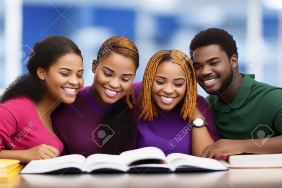 group of african american college students in library