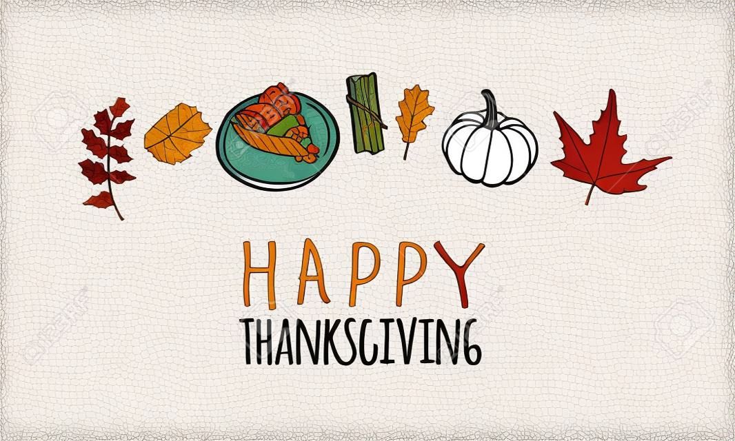 Hand drawn autumn holidays illustration. Creative ink art work. Actual vector drawing. Thanksgiving Day set of things