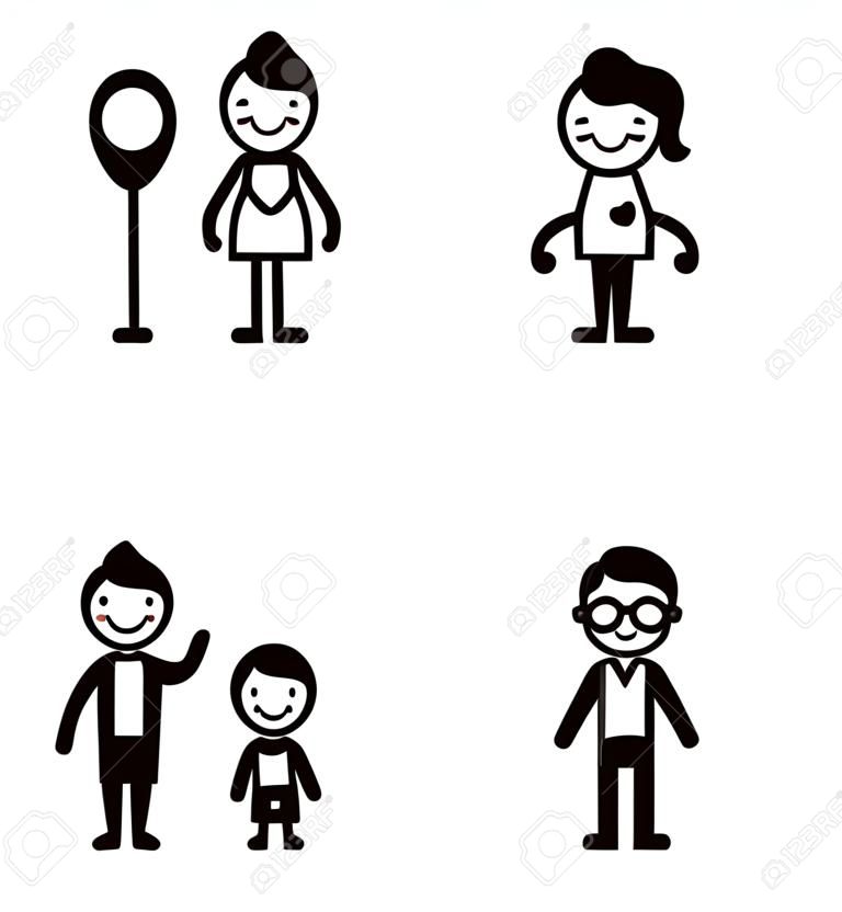 Maternité, personnes âgées, enfants icônes, illustration vectorielle