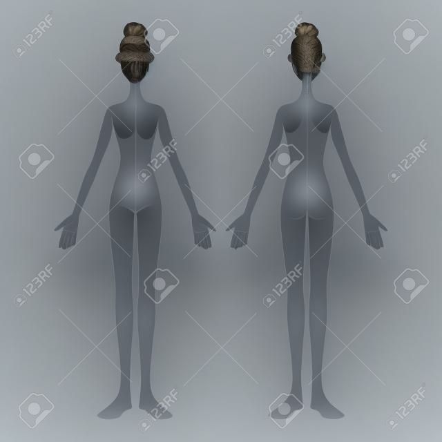 Kobieta bez ubrania Całe ciało z przodu iz tyłu