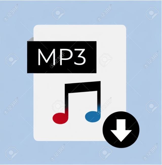MP3下載平面分離的圖標。矢量卡通插畫
