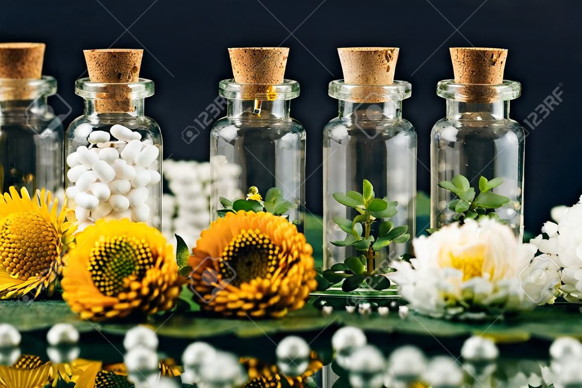 Homeopathy and Herbal Medicine. Alternative medicine concept.