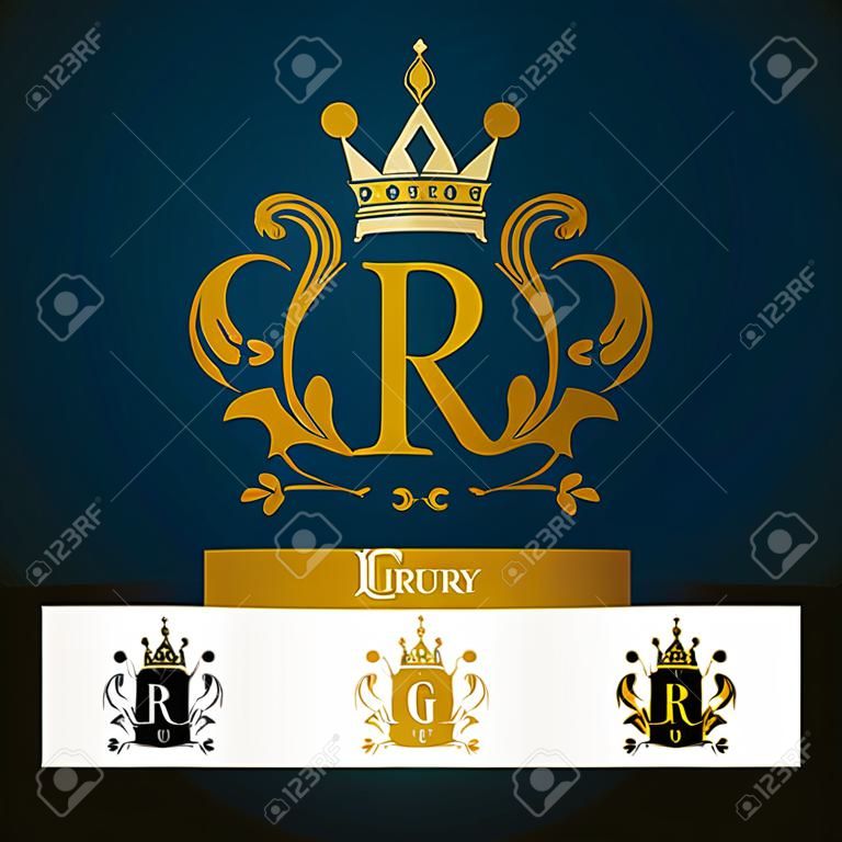 Monogram met kroon. Royal design vector logo template. Royal monogram ontwerp en luxe klassieke monogram, template monogram letter illustratie