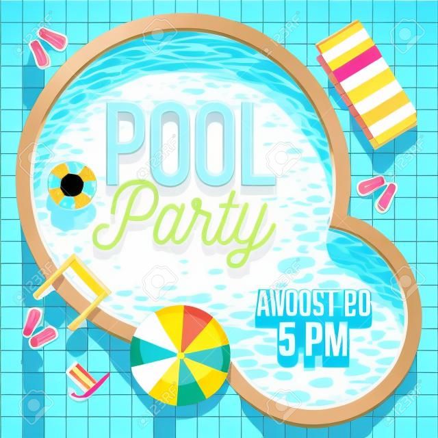 invitation d'été Pool Party avec piscine d'eau de mer personne, vecteur, fond