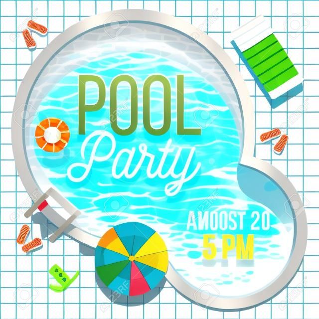 invitation d'été Pool Party avec piscine d'eau de mer personne, vecteur, fond