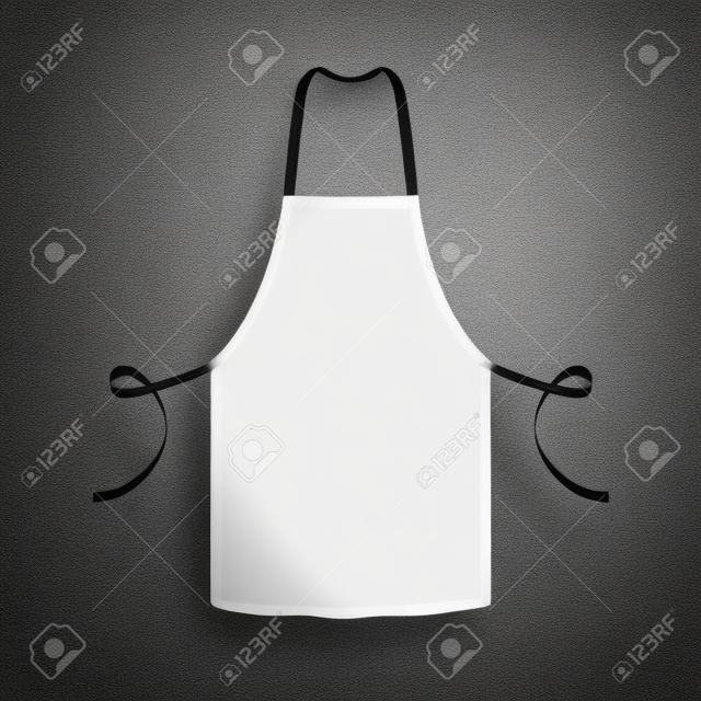 黑色廚房圍裙。廚師制服烹飪矢量模板。廚房防護黑色圍裙的廚師制服圖