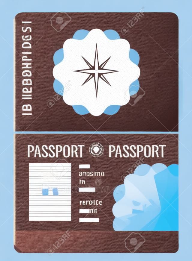 Modelo de passaporte aberto em branco isolado ilustração vetorial