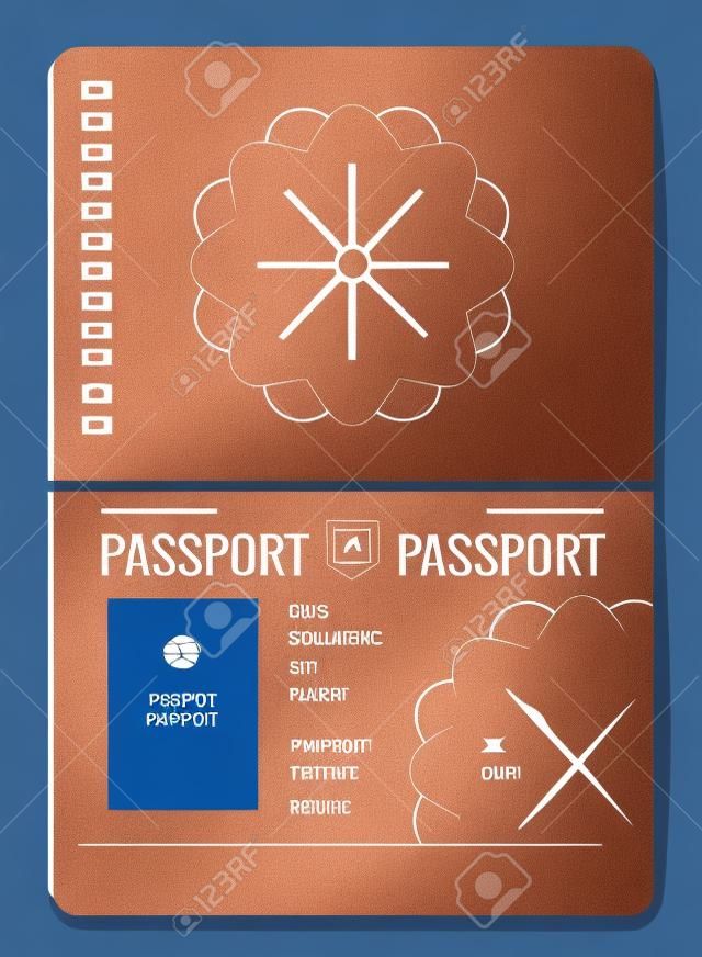 Modelo de passaporte aberto em branco isolado ilustração vetorial