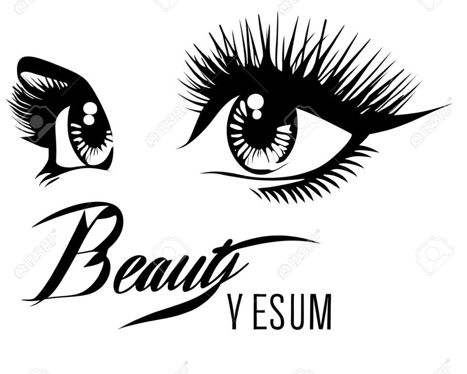 Szépségszalon vektor poszter a szem, a szempillák és a szemöldök a gyönyörű nő. Szépség smink szem, divat női arc poszter illusztráció