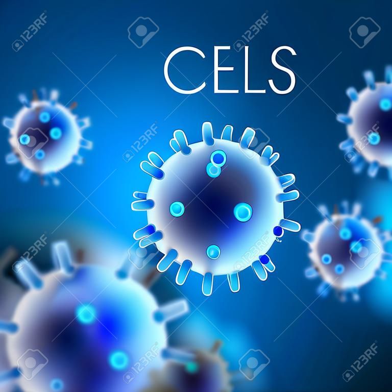 Abstract vector Hintergrund mit Zellen und Viren . Biologie Wissenschaft Wissenschaftskonzept
