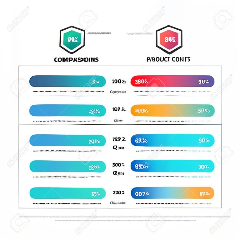 Comparison table. Graphs for product compare. Choosing and comparison content. Vector infographic concept comparison graph, compare chart illustration