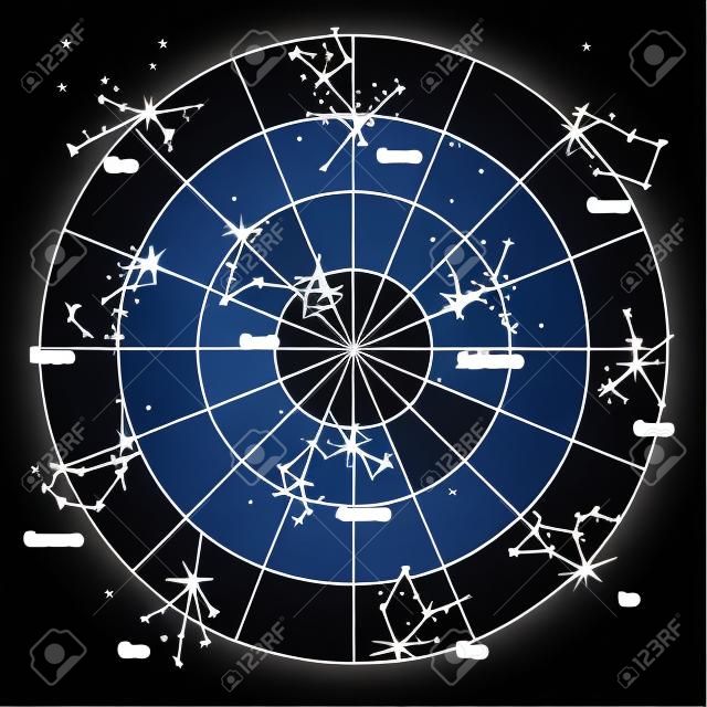 Vector sky star map with constellations stars