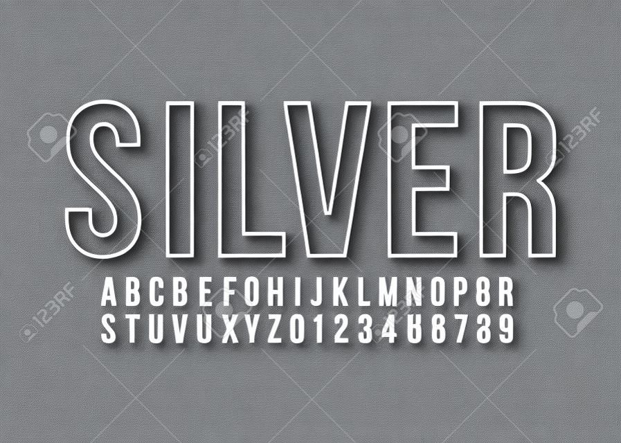 Font alphabet number Silver effect in vector format