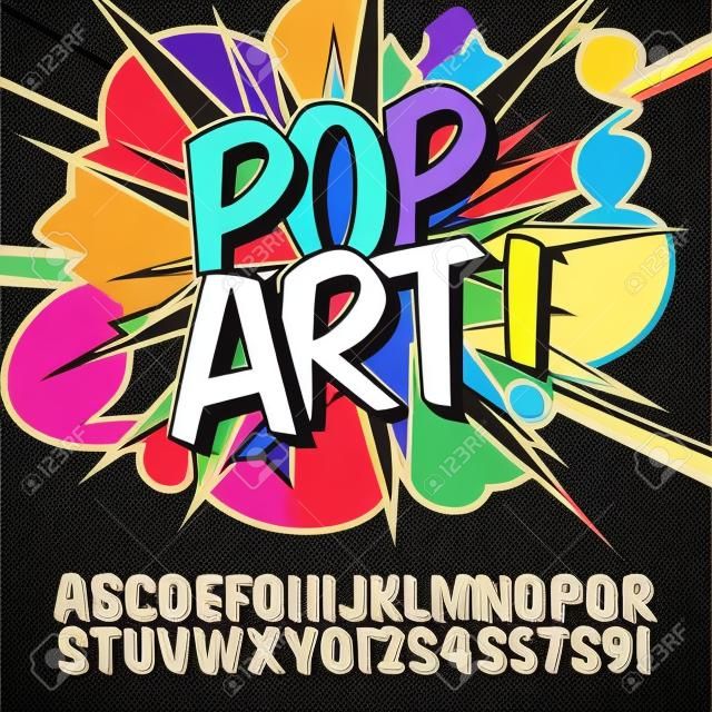 Pop Art font alphabet in vector format