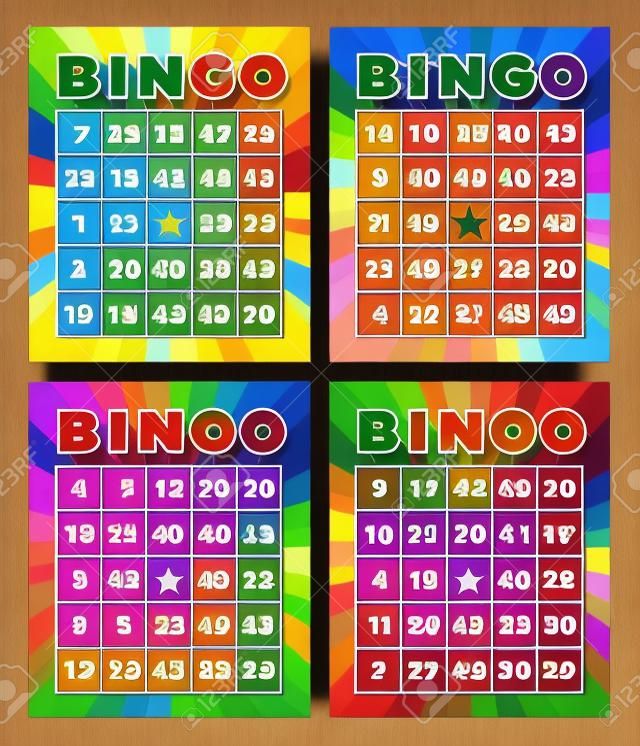 Kleurrijke set bingokaarten