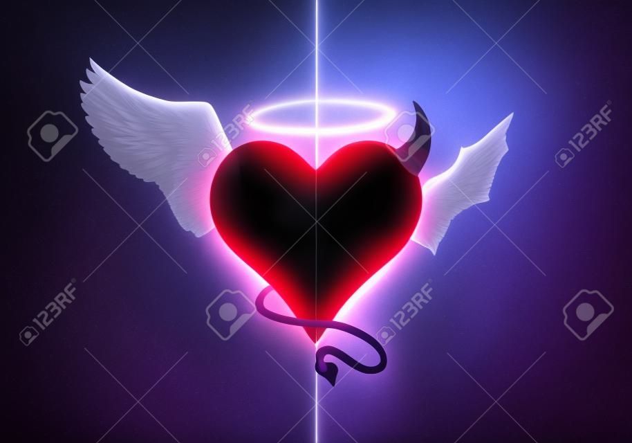 Ангел Дьявол сердца Изолированные изображение